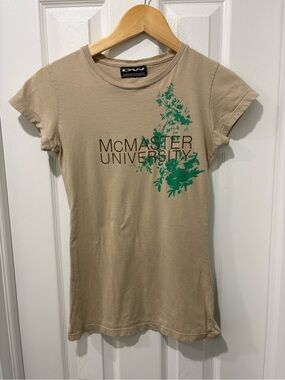 McMaster University Graphic Tee with Green Print Women’s XS Y2K